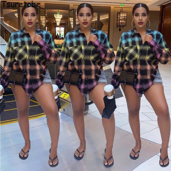 

tsuretobe retro plaid shirt women cute button up shirt women 2021 vintage blouse long sleeve dropshipping casual outwear, White