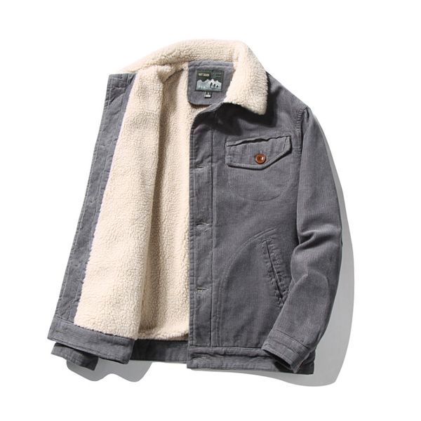 

corduroy jackets coats fur collar winter casual outwear male thermal jacket men thicken wool liner warm coat kg-1414, Black;brown