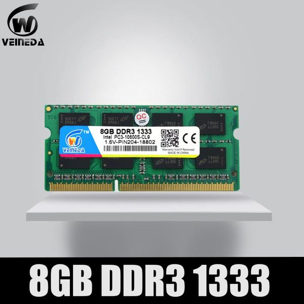 

veineda 8gb 4gb ddr3 memory ram ddr3 1333 pc3-10600 sodimm ram ddr 3 for notebook