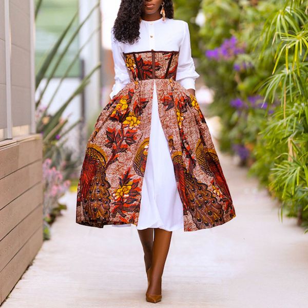 

2021 dressed new autumn female long neck-o-neck neck dress casual print of this girly clothes qkwy, Black;gray