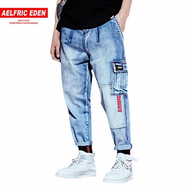 

aelfric eden letter embroidery summer jean denim men ripped casual pants 2020 brand fashion joggers ankle-length blue jeans ur161