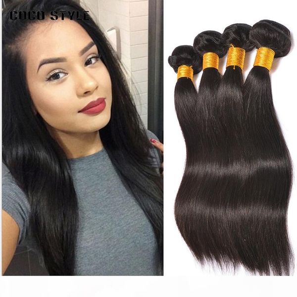 

4 bundles hair in total malaysion straight hair 100% human hair weave bundles 4 pcs per lot natural black color
