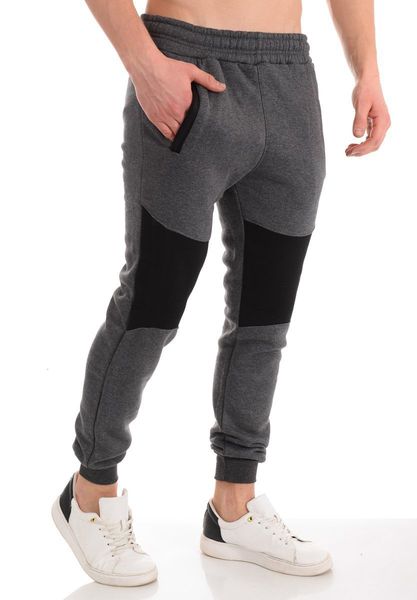 

men's 2020 new fashion casual pants hip hop splicing sports leggings, Black