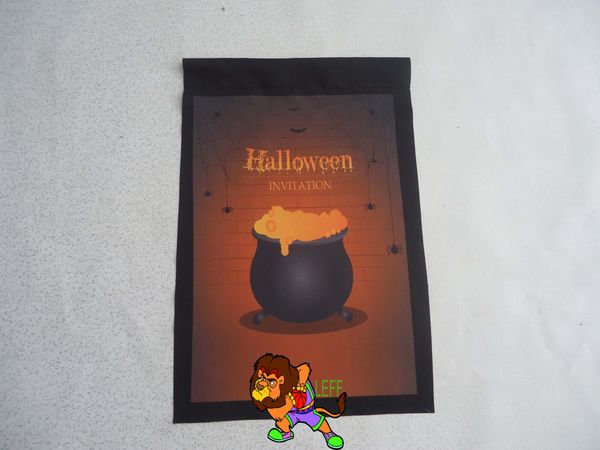 

happy halloween,a spider's black room with a stew of soup ,30*45cm or 12*18 inch 280g/m2 polyester banner, double side printing