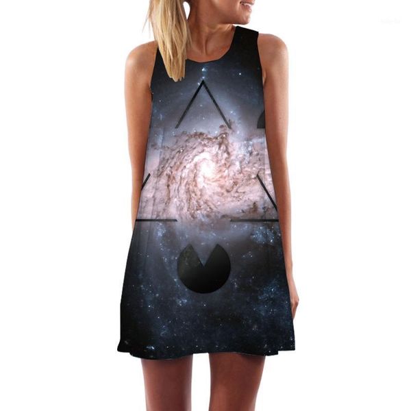 

kyku galaxy space dress women geometric tank nebula party vortex boho gothic short womens clothing casual ladies cool fashion1, Black;gray