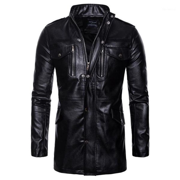 

men leather jacket autumn&winter biker motorcycle zipper outwear coat 2021 zipper men jackets autumn winter casual chaqueta1, Black;brown