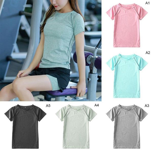 

women summer sportswear shirts gym fitness yoga breathable t-shirt outdoor running training quick dry breathable yoga suit1, White;red