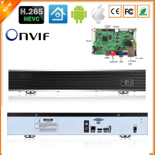 

16ch 4mp 8ch 5mp h.265 cctv nvr onvif video recorder hisilicon hi3798c motion detection recording mobile monitoring 2 sata port, Black;white