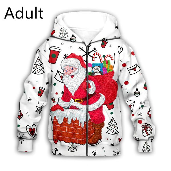 

2021 new zipper with 3-d pattern, child, cartoon, santa claus, hooded cardigan, men and women, christmas sweater jmmh, White;black