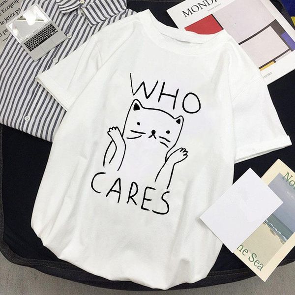 

new arrival cartoon cat dogs print women tshirts women round neck loose harajuku white t shirt korean style clothes