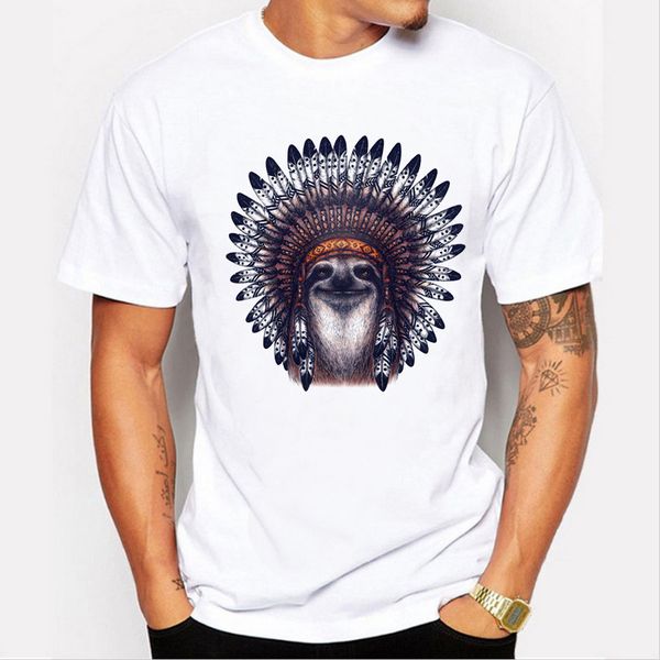 

men's t-shirts 2019 new indian sloth 3d print funny t-shirt male summer casual short sleeve white cotton t-shirt men tee shirt