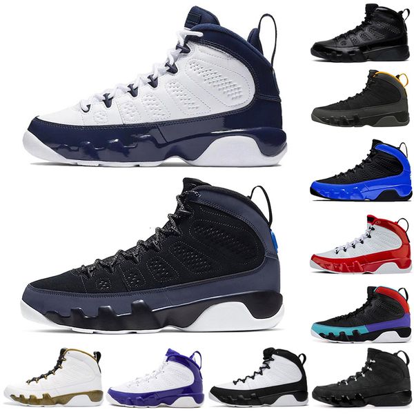 

new 9 9s mens basketball shoes reflective racer blue og space jam bred gym red unc mens trainers sneakers 7-13, White;red
