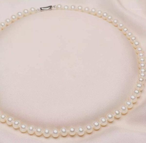 

new 9-10mm white round natural freshwater cultured pearl necklace 18 inch 36"1, Silver