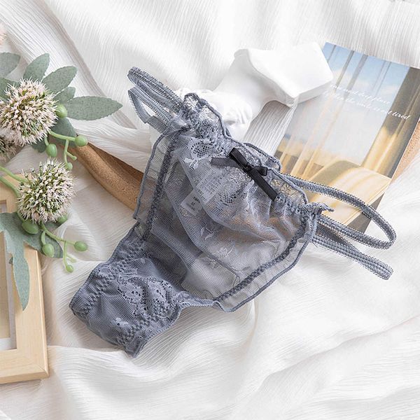 

2021 women's panties g string lace hollow out thong girls mesh transparent underwear fashion new floral female under, Black;pink