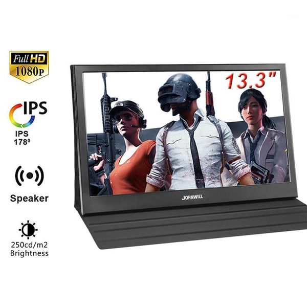 

johnwill 13.3" monitor 1080p hd lcd portable monitors ips screen pc build-in speakers raspberry portables screen1