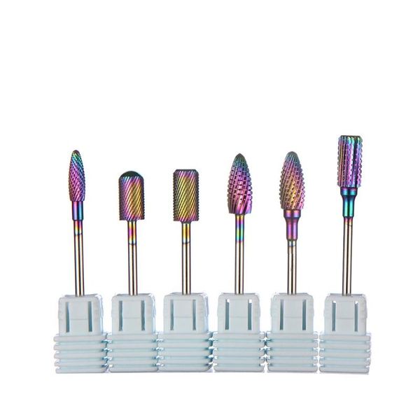 

1 set 6 type tungsten round flame nail drill bit carbide milling cutter for manicure electric nail drill accessories tools