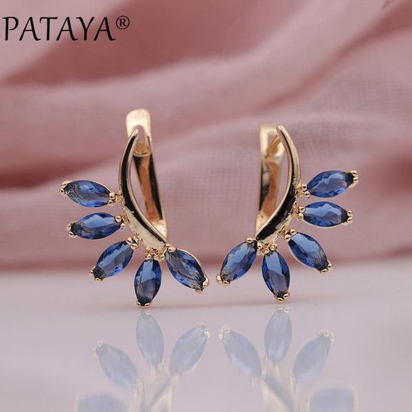 

dangle & chandelier pataya 585 rose gold horse eye dark blue natural zircon earrings women wedding party vintage hyperbole fine jewelry, Silver