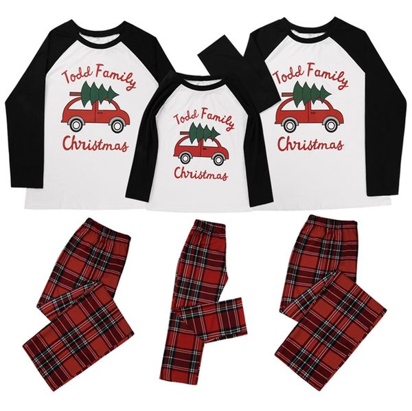

parent-child christmas family pajamas xmas design matching long sleeve and plaid pants two piece clothing adults kids outfit e110203, Blue;red