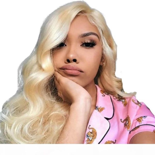 

613 blonde lace front wig human hair pre plucked body wave brazilian virgin hair glueless 613 blonde full lace wigs for women, Black;brown
