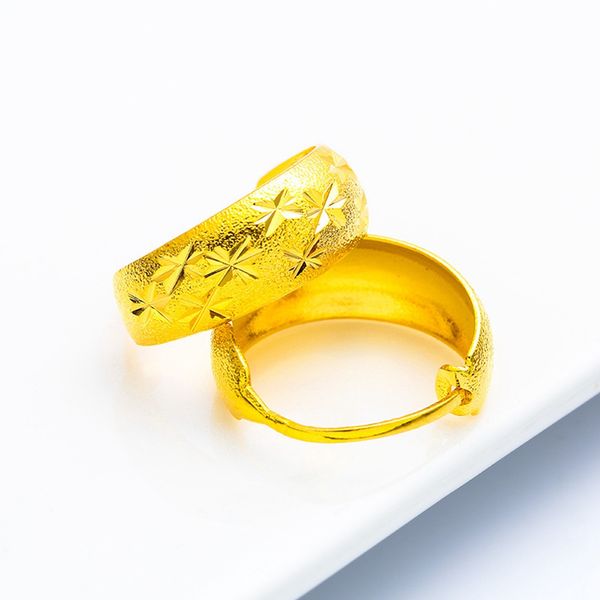 Orecchini a cervello intagliato a stella per Girl Women 18k Giallo Giallo Gold Regalo di gioielli di moda riempito