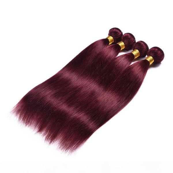 

beautystarquality red wine color 99j brazilian straight colored human hair peruvian remy hair single pure color, Black
