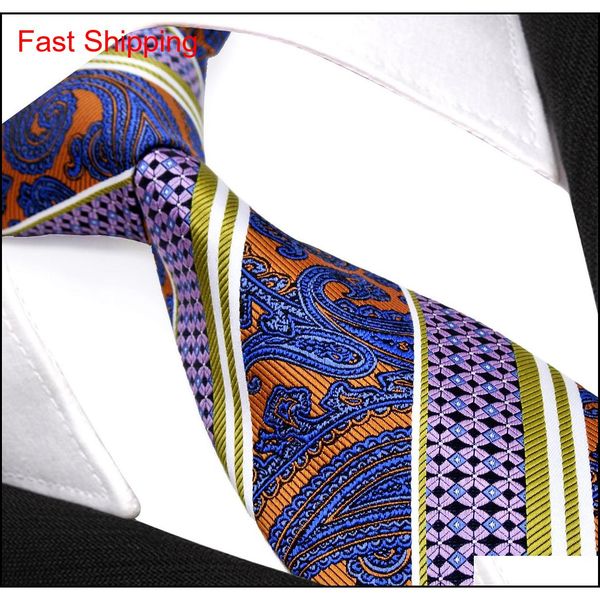 

e11 multicolor blue orange pink paisley stripes mens ties neckties 100% silk jacquard qylcsj new_dhbest, Blue;purple