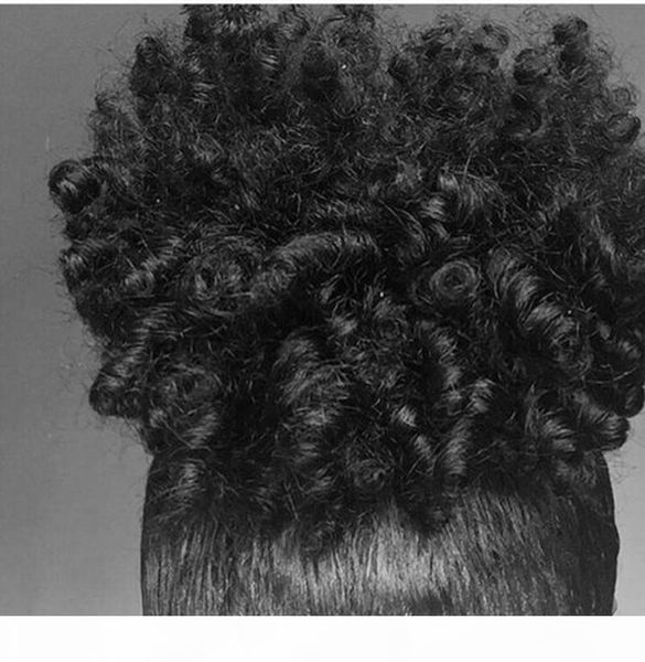 

african american kinky curly ponytail hair piece clip ins brazilian virgin hair closure ponytail extension(120g 12", natural black