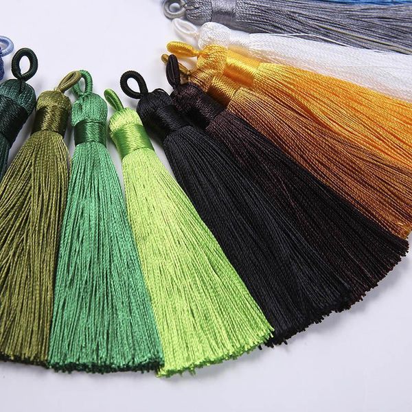 

10pcs 8cm colorful polyester silk tassel with pull ring for hanging earring charms making diy jewlery pendants accessories h qylphe