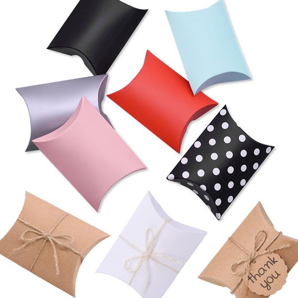 

10pcs candy box kraft paper pillow gift box wedding favor baby shower birthday party decor pillow candy cookies packing
