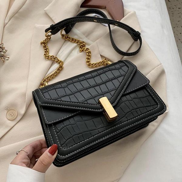 

alligator pattern pu leather shoulder bags for women winter chain handbag female fashion cross body bag