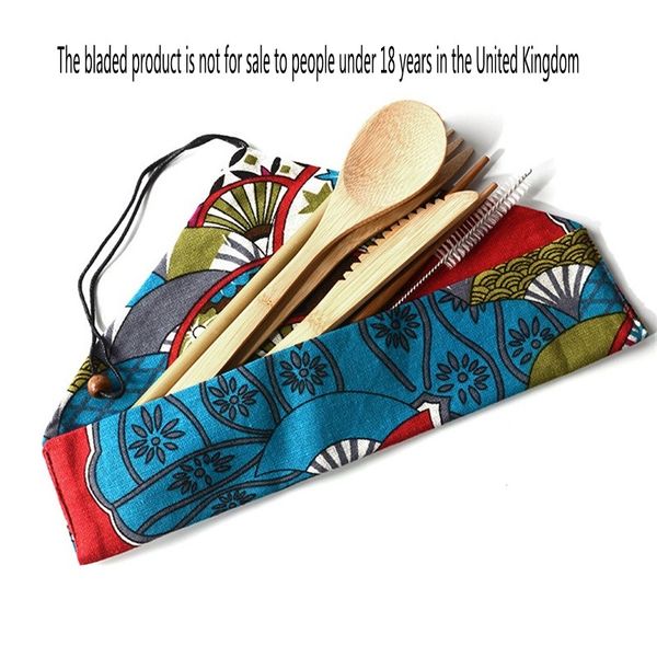 

portable knife outdoors camp cutlery bamboo fork restaurant complete tableware chopsticks retro 7 piece set new arrival 6 9ym f2
