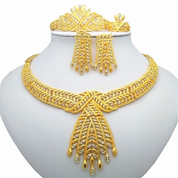 

kingdom ma necklace/earring/ring/bracelet jewelry sets india women gift african bridal wedding gifts beads 201222, Slivery;crystal