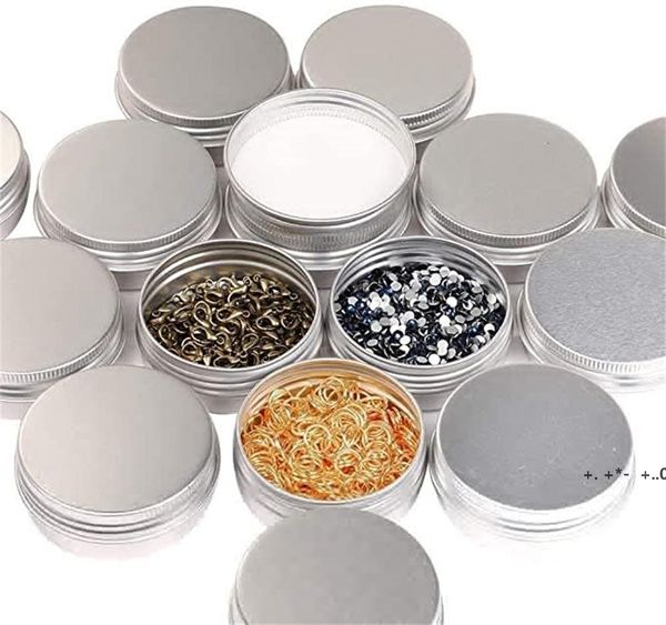 Toptan Saklama Kutuları Bineler Kapaklı Alüminyum Yuvarlak Kutular, 2 OZ Metal Teneke Gıda Mum Konteynerler Vida Tops GCF14229