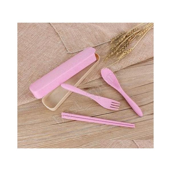 

exquisite health environmental wheat platycodon straw cutlery set portable camping tablewarel spoon fork chopstick qylwgo item_home