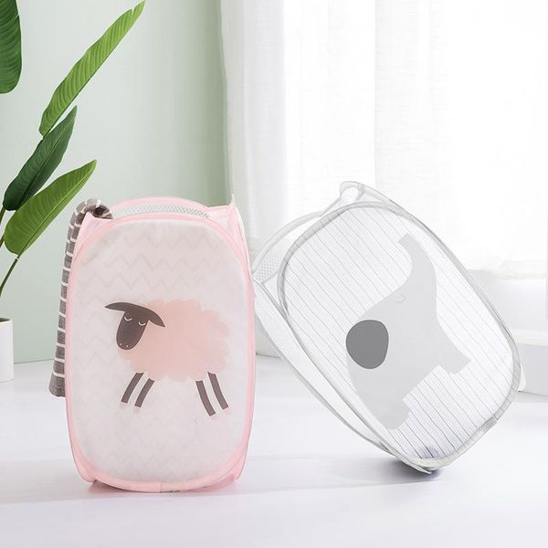 

home foldable clothes storage baskets mesh washing dirty clothes laundry basket portable sundries organizer toy container