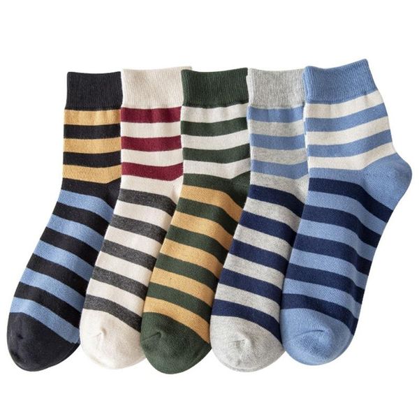 

men's socks funny striped mid tube versatile cotton lover's youth fashion hipster skateboard, Black