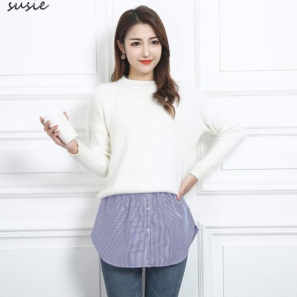 

women layered decorative skirt blue stripes detachable curved false hem apron x7ya, Black