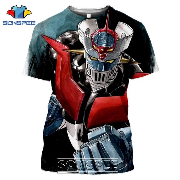 

japanese mazinger z classic anime robot homme 3d print shirts horror funny horror men clothing