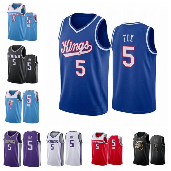 

sacramento kings men de'aaron fox 2018-19 city nba blue basketball jersey, Black