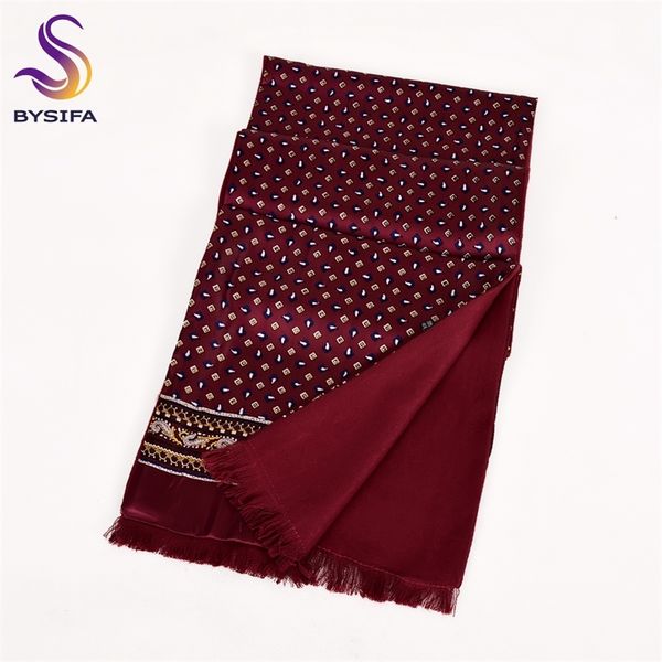 

bysifa] new maroon male silk scarf tie thicken fashion grade 100% silk men neck scarf winter long scarves cravats 165*24cm y200110, Blue;gray