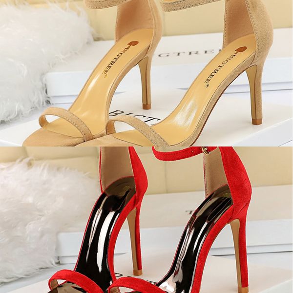 

2020 women 10cm high heels flock stripper sandals female fetish strappy red shoes lady valentine green summer classic pumps c0129, Black
