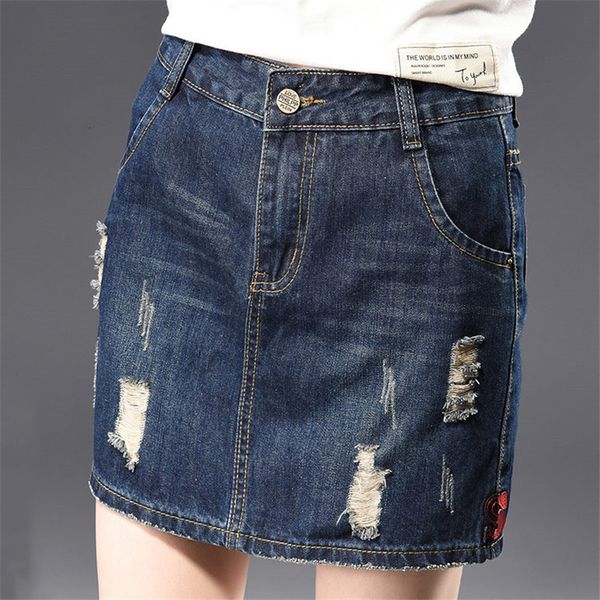 

2021 new female denim plus size short skirts womens mini high waist hole bandage jeans skirt pants y227 uwz4, Black;gray