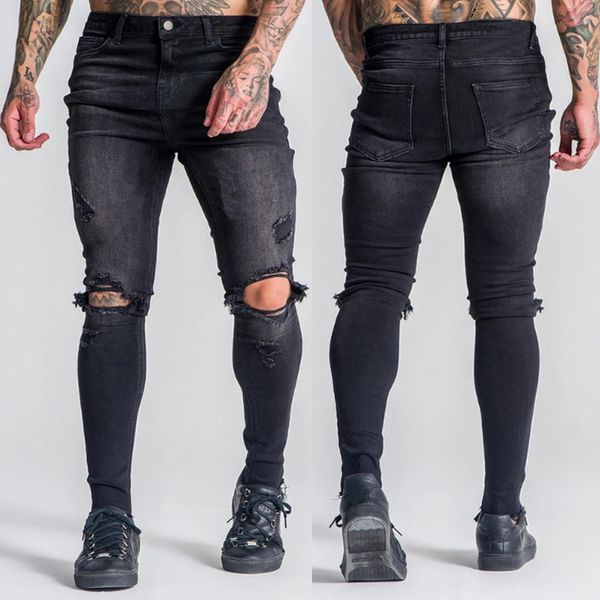 

New Arrival Ripped s Hol Fashion Men Denim Jeans Slim Straight Black, Blue