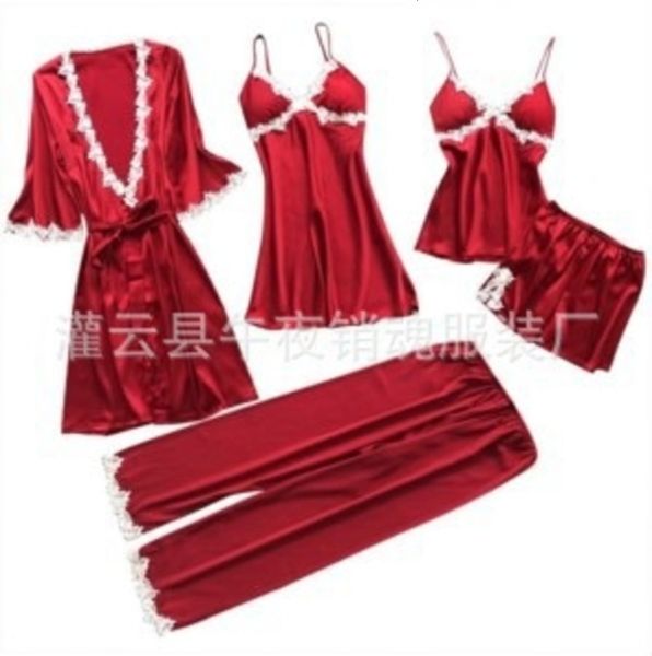 

lace bathrobe lingerie edge piece women's set pajamas multicolor multi size, Black;gray