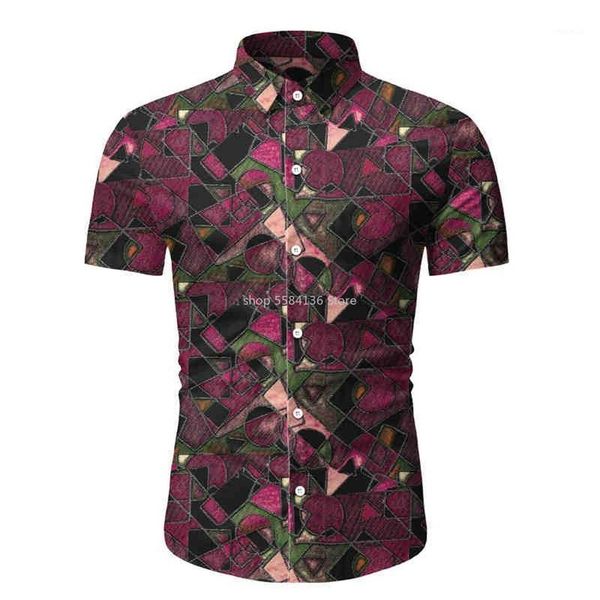 

men's short sleeve casual shirt fashion splice print floral shirt turn-down collar slim fit mens clothing#a31, White;black
