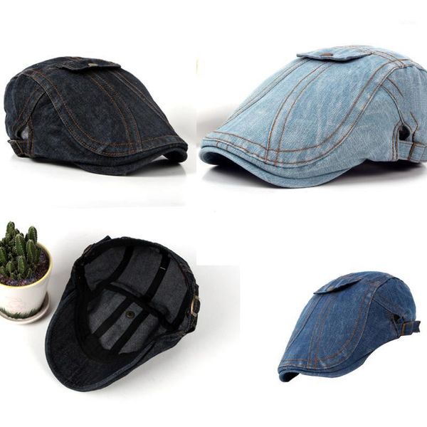 

2018 new men and women casual cap wash washed old cowboy beret outdoor travel wild suit hat accessories adjustable hats1, Blue;gray
