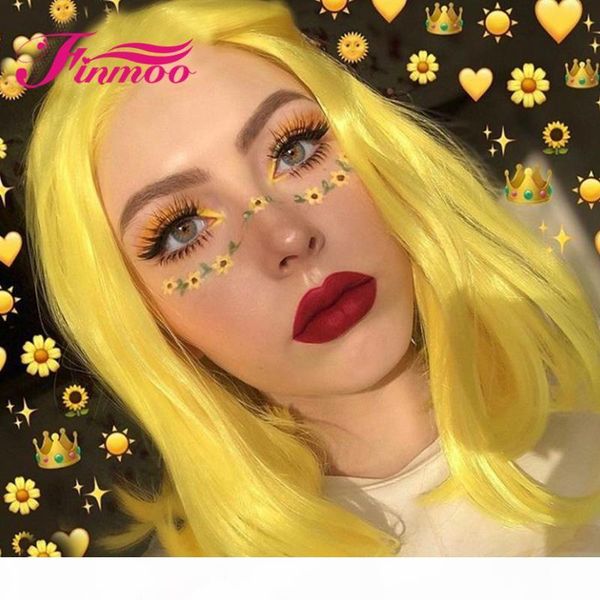 

yellow colored 180% straight bob lace front wig brazilian remy lace front human hair wigs for women pre plucked with baby hair, Black;brown