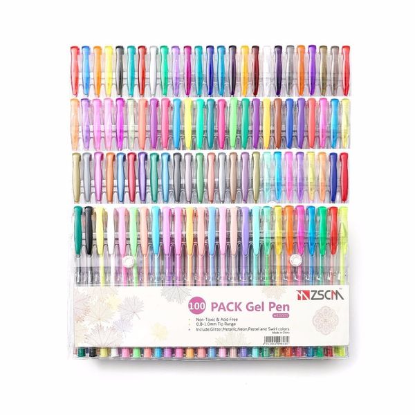 100 Farben Zeichnung Gel Stift Set Skizze Fineliner Farbstift Metallic Pastell Neon Glitter Skizze Farbstift Schule Schreibwaren 201202