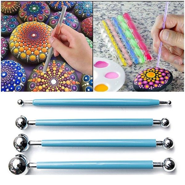 

35pcs mandala dotting pen tools set for painting rock stone acrylic stick template stencil spo jllknr, Silver