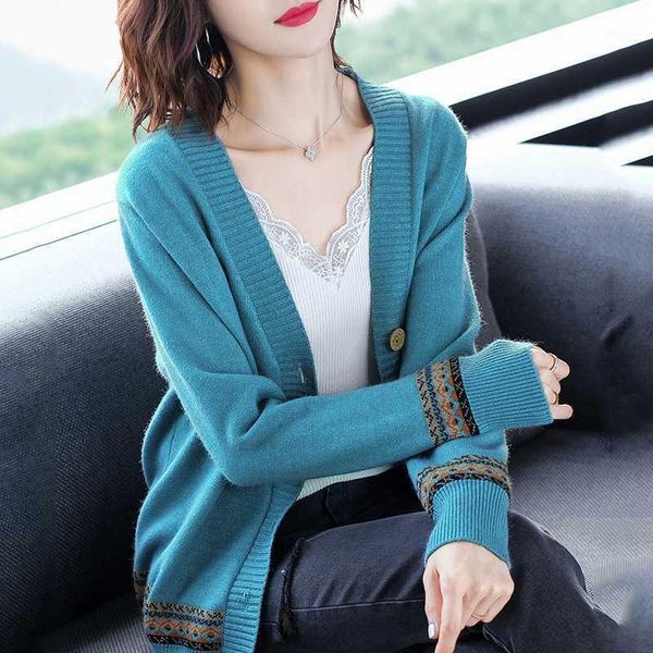 

2020 women's autumn sweater single beasted v neck long sleeve casual cardigan knitted solid korean style female sweaters1, White